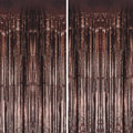 2 Pack Foil Fringe Backdrop - Brown Shiny Tinsel Curtains for Party Decoration/Photo Booth Props - 3.3x6.6 FT Metallic Foil Backdrop for Birthday, Wedding, Graduation, Christmas.