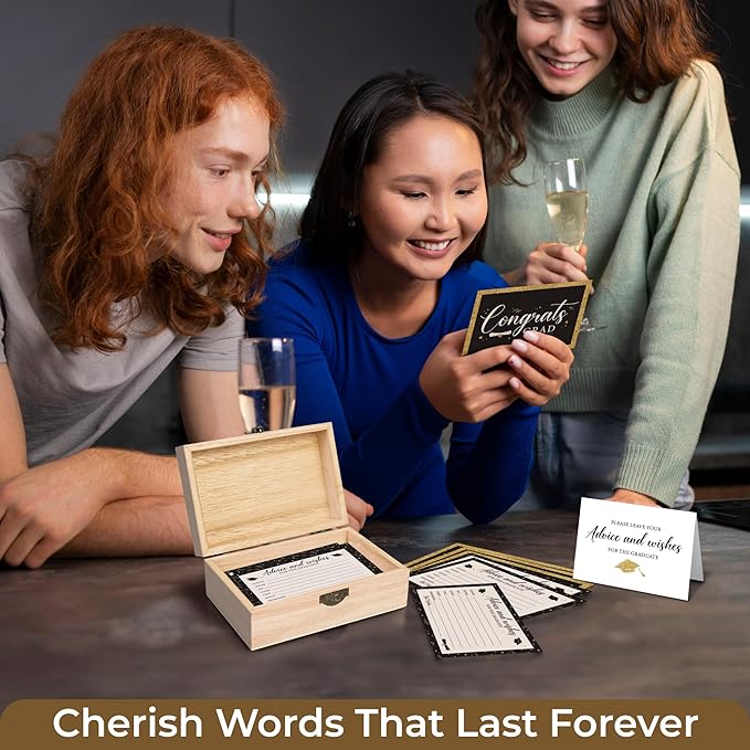 Graduation Advice Cards 2026 With Box - Advice For The Graduate 2026, Words Of Wisdom Graduation Ideas For High School Grad Decorations, Well Wishes Cards College Grad Party Games