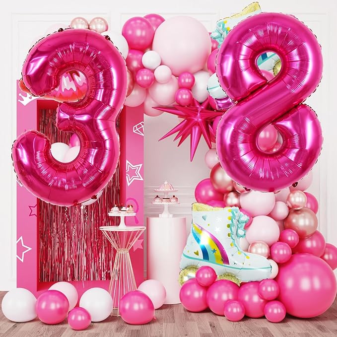 TONIFUL 40 Inch Hot Pink Large Numbers Balloon 0-9 Birthday Party Decorations,Foil Mylar Big Number 3 Balloon Digital 3 for Birthday Party,Wedding, Bridal Shower,Engagement,Graduations,Anniversary