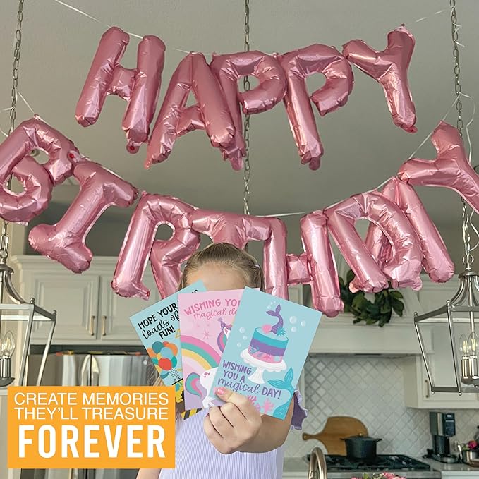 Hadley Design Happy Birthday Cards for Kids with Envelopes - 24 Assorted Kids Birthday Cards Bulk for Classroom, Generic Children Greeting Card Pack for Students, Blank Bday Notecards, Designed in USA