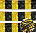 3 Pack 10 Ft Black and Gold Foil Fringe Garland Metallic Streamers Tinsel Banner Wall Hanging Garland Backdrop for Parade Floats, Halloween, Christmas, Thanksgiving, New Year Party Decorations