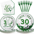 Grencian 96Pcs Golf 30th Party Decorations for Him Golf 30th Birthday Paper Plates and Napkins Sets Sports Theme Decoration for Men Thirty 30 Years Old Competition Party Supplies Serve 24
