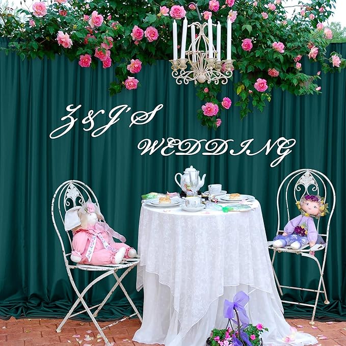 MEETSKY 10ft x 8ft Hunter Green Backdrop Curtains for Parties Christmas Wedding Curtain Rod Pocket Dark Green Photo Backdrop Sliding Drapes Backdrop Curtains for Photography, 5ft x 8ft, 2 Panels