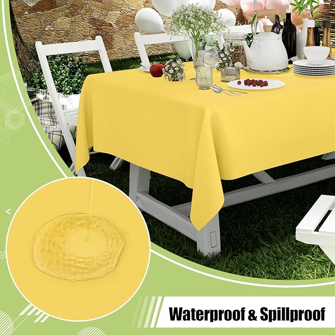Smiry Disposable Table Cloth - 6 Pack, 54 x 108 Inch Waterproof Rectangle Tablecloths for Parties, Decorative Plastic Table Cover, Leakproof & Sturdy, Yellow