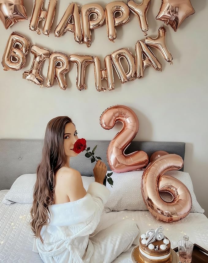 40 Inch Number Balloons, Rose Gold Balloons for Woman Man 16th Birthday Party Decoration, Foil Number 16 Ballon for 16, 61 Anniversary, Bridal Shower, Graduation, Wedding, Valentine's Day