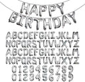 [85 PCS] 16" Silver Letter Number Balloons, Happy Birthday & 2 Sets of A-Z 0-9, Foil Mylar Aluminum Hanging Alphabet for Graduation New Year eve Birthday Party Decorations