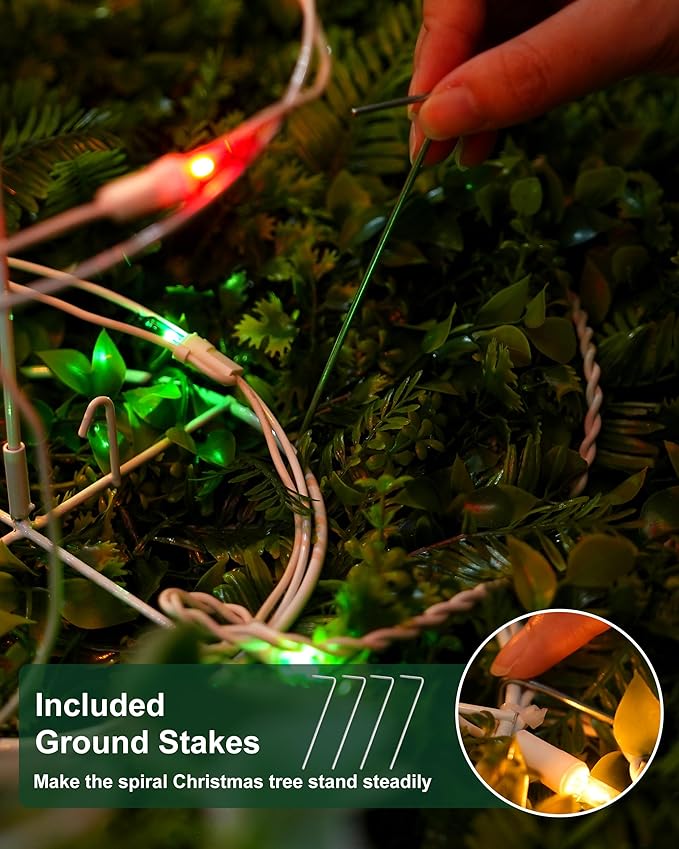 Spiral Christmas Tree Outdoor - 4 Pack Spiral Christmas Tree Pathway Lights Waterproof - Multicolor Spiral Lighted Xmas Trees Lights for Outside Garden Yard Porch, Christmas Decorations