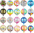 100 Pcs Happy Birthday Aluminum Foil Balloons for Birthday Party Decoration Supplies, 18 Inches Round Helium Floating Mylar Balloon (20 Patterns)