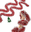 100Ft Christmas Garland - Xmas Tree Decorations, Christmas Tinsel Decorations for Indoor&Outdoor Home Decor, Christmas Metallic Twist Garland Ceiling Hanging Decorations for New Year(Red)