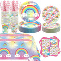 Rainbow Party Decoration - Rainbow Birthday Party Tableware Supplies Includes Plates, Cups, Napkins, Tablecloth, Straws (40)