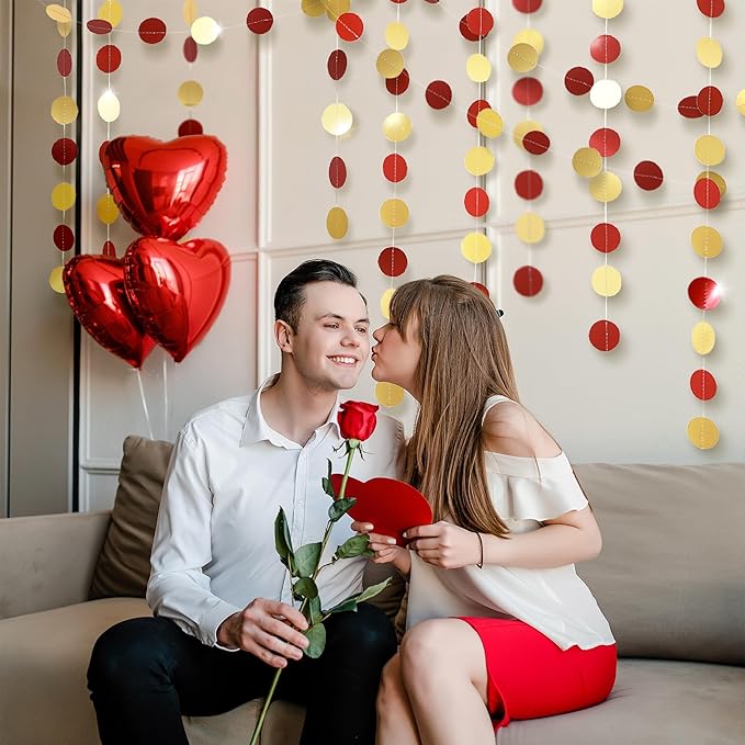 Cheerland Red and Gold Party Decorations Valentines Backdrop Gold Party Decorations Birthday Scarlet Maroon Hanging Garlands Celebration for Weddings Bridal Showers Lunar New Year Valentines