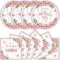 40pcs Mother's Day Paper Plates and Napkins Party Supplies, Disposable Mothers Day Party Plates and Napkins Flowers Theme Tableware Set for Birthday Mother's Day Decorations (Mothers Day)