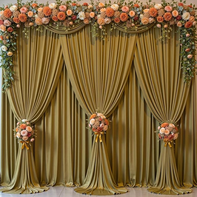 Brown Backdrop Curtains-Wrinkle-Free Polyester Photography Drapes Party Curtain Background for Baby Shower Wedding Decorations- 40 X10FT (Brown)