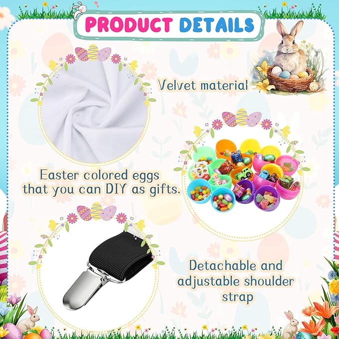 Vinsot 16 Pcs Easter Granny Pants Yard Game Set Oversized Granny Pants with Colorful Easter Eggs, Bowtie, Bunny Ears and Tail, Outdoor Tossing Game Bunny Suit for Spring