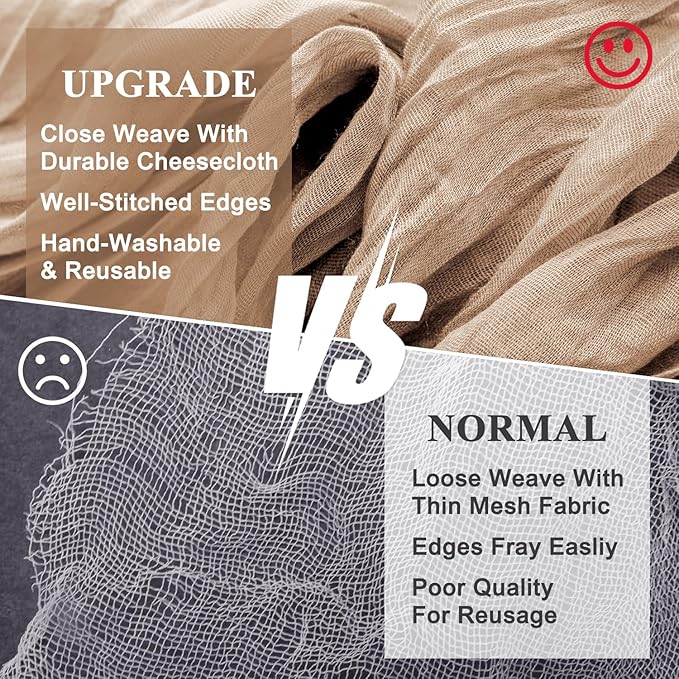 Wokceer Cheesecloth Table Runner 2Pack 10FT Nude Brown Boho Gauze Cheese Cloth Table Runner for Party Long Rustic Sheer Table Runners for Baby Bridal Shower Wedding Easter Table Decor