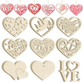 36PCS Wooden Heart Ornaments to Paint Valentine's Day Craft,9 Styles DIY Blank Unfinished Wood Heart Cutouts Ornament for Crafts Spring Tree Hanging Decorations Love