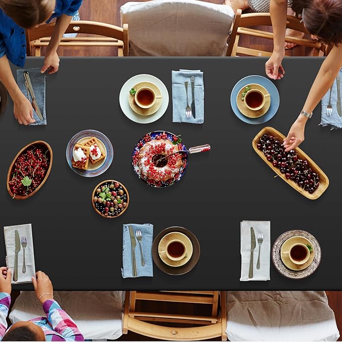 3Pcs Black Rectangle Tablecloth,Disposable Plastic Table Cloth,Waterproof Black Table Cover for Graduation Birthdays Weddings Anniversary Party Decorations,54 x 108 Inch