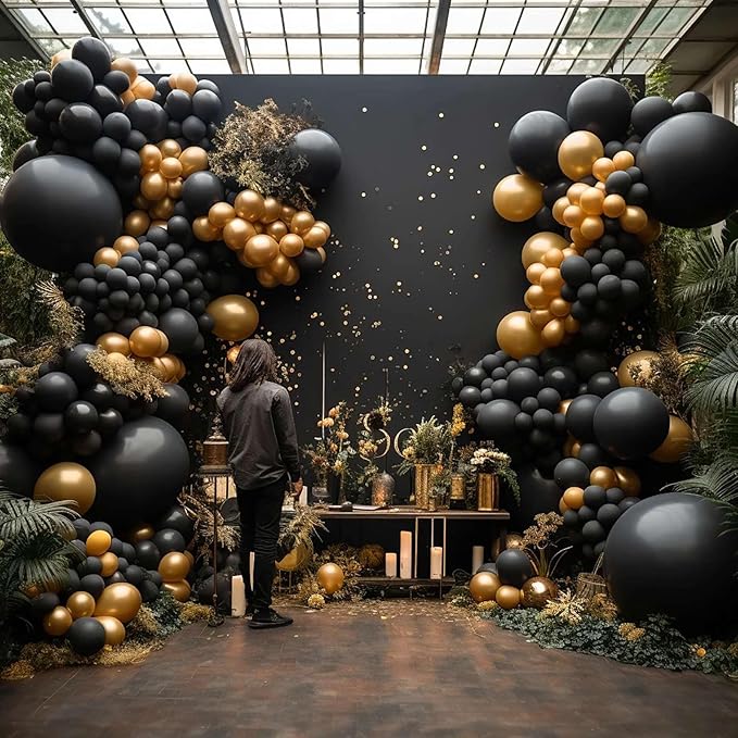 KALOR Black Giant Balloons 36 Inch Large Latex Balloons, 4 Pack Jumbo Round Helium Balloon for Birthday Bridal Shower Wedding Baby Shower Party Decorations