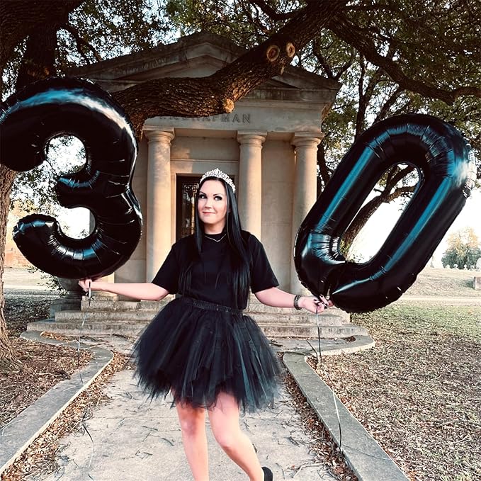 Black 16th Birthday Balloons for Boys Girls, 40 Inch Big Black Mylar Foil Number 1 and 6 Balloons Self Inflating Black 16 Balloons Number for Men Women 16th Anniversary Party Decorations Supplies
