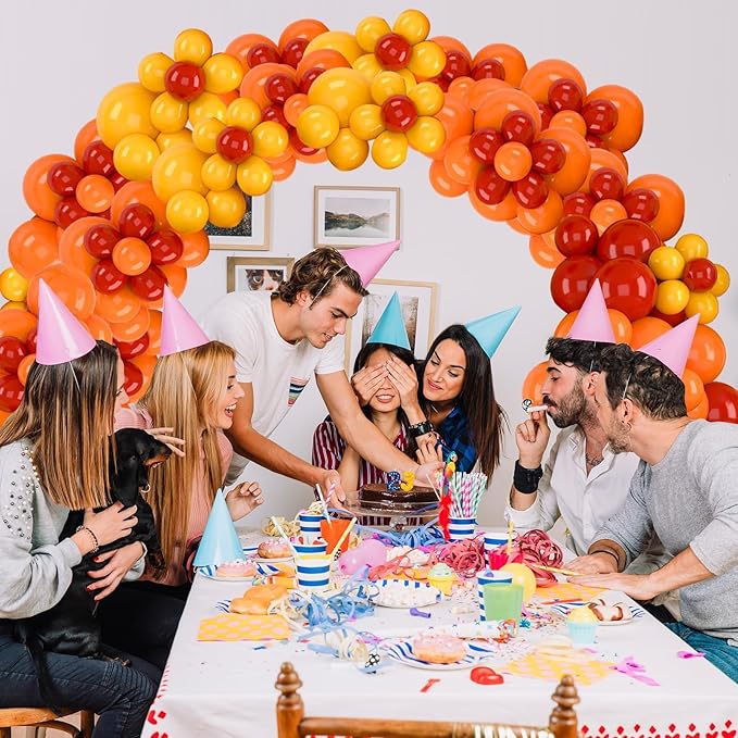 Red Yellow Orange Balloon Garland Arch Kit, Fire-men Fire-fighter Balloons Arch, Red Yellow Orange Latex Party Balloons for Fire Theme Birthday Birthday Party Baby Shower Wedding Decorations
