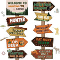 Hooqict 20 Pieces Hunting Party Decorations Hunting Themed Party Directional Signs for Camo Deer Birthday Party Decorations Welcome to Camouflage Party Supplies for Boys Men