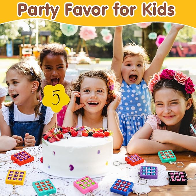 16PCS Tic Tac Toe Game Birthday Party Favors Easter Basket Goodie Bags Stuffers for Kids 3-5 4-8 8-12 Classroom Treasure Box Carnival Prize Small Toys Bulk Keychain Pinata Filler Return Gift Girl Boy