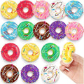 Rainbow Donut Stress Ball Artificial Donuts Stress Relief Ball Foam Mini Donut for Donut Party Favors Birthday Party Shop Decoration （8 Colors 16pcs）