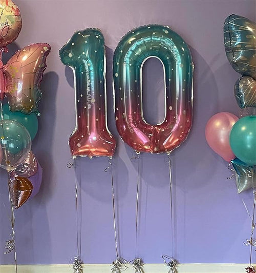 10 Balloon Number, Starry Sky Number 10th Birthday Balloons 40 Inch, 10 Years Old Starry Sky Birthday Decorations for Boys Girls, 10th Anniversary Decorations