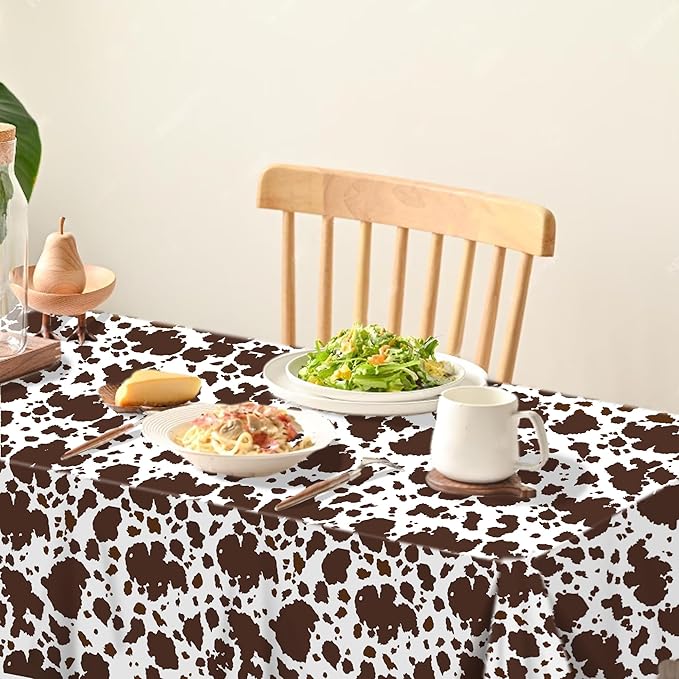 3 Pcs Cow Print Party Tablecloth, Cow Print Tablecovers Farm Animal Birthday Party Decorations Black and White Cows Prints Rectangle Disposable Plastic Table Covers,54 x 87In