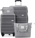 4-Piece Luggage Set, Suitcase with TSA Lock Travel Duffel Bag Wet-Dry Toiletry Bag, Grey