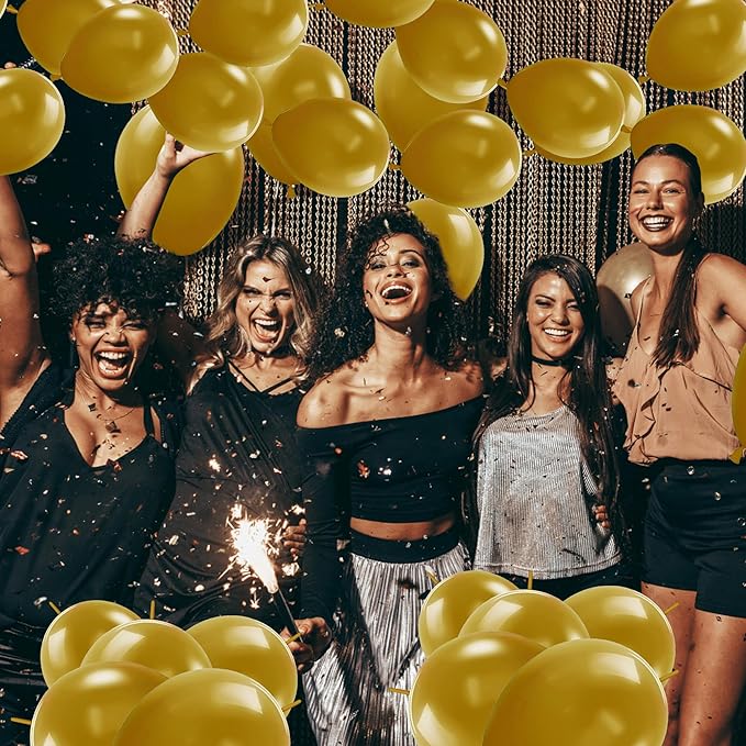 Link Balloons 6 Inch - 100 Pcs Quick Link Balloon Latex Linking Balloons Connected Linkable Balloon Birthday Wedding Party Decorations(Gold)