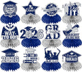 12pcs Graduation Table Decorations,Silver and Navy Blue Graduation Decorations 2026 Graduation Centerpieces for Tables,Class of 2026 Centerpieces Honeycomb for Congrats Grad Table Decor (Navy Blue)