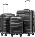 Coolife Hardside Luggage 3 Piece Set with TSA Lock, Spinner Wheels, Telescopic Handle, Lightweight Travel Suitcases (Grey, 3 piece set)