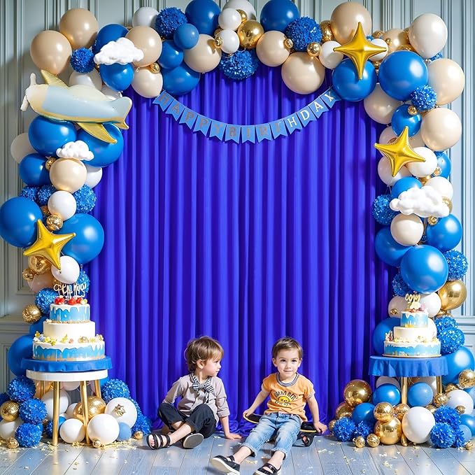 40x10FT Royal Blue Backdrop Curtains for Wedding Parties, Wrinkle Free Polyester Photography Backdrop Drapes for Baby Shower Birthday Parties Stage Background Stand Decorations 4x10ft,10 Panels
