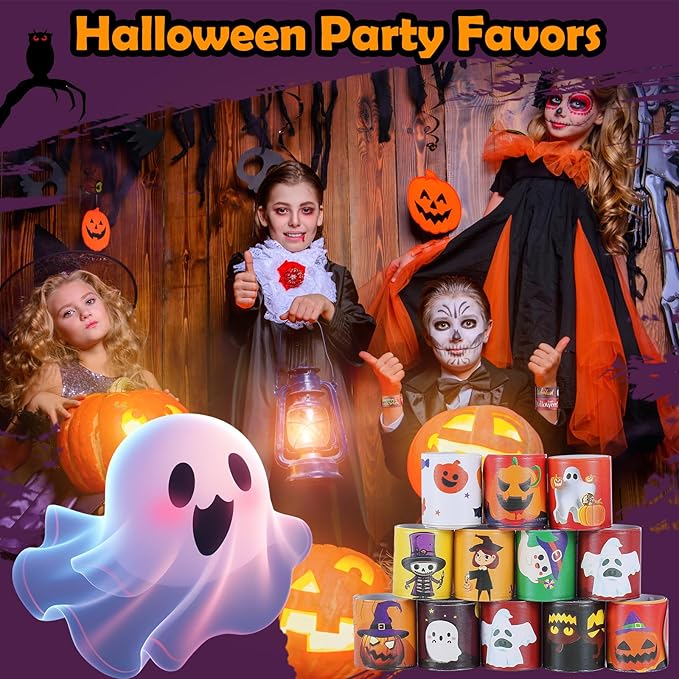 Halloween Slap Bracelets 36 PCS Bulk Halloween Party Favors for Kids Pumpkin Ghost Snap Bracelet Party Supplies Goodie Bag Fillers Stuffers Student Classroom Prizes Toys Halloween Gifts for Girls Boys