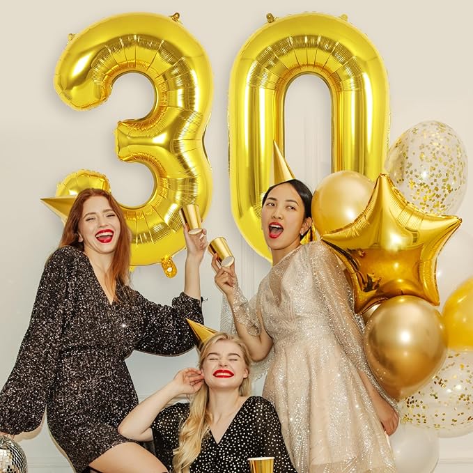 Gold Number 3 Balloon 40 Inch, Big Large Foil Helium Number Balloons, Giant Mylar Number 3 Balloons for 3 Year Old Birthday Party Decorations Supplies Anniversary