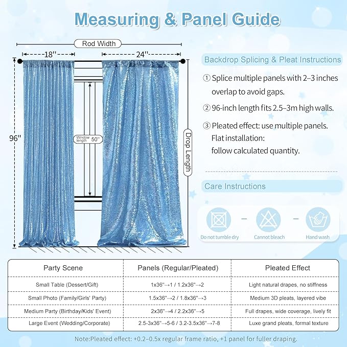 Birthday Backdrop Curtain Baby Blue Sequin Backdrop Drapes 6x8FT Shimmer Photo Wall Back Drop Cloth for Party Photography Background
