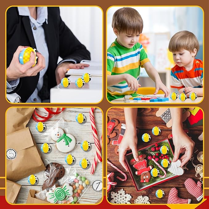 24 PCS Toy Inspire Game Party Stress Balls for Kids Party Favors, 1.57 Inch Anxiety Relief Fidget Sensory Toys, Toy Theme Squeeze Balls Bulk for Birthday Goodie Bags, Carnival Gifts & Classroom Prizes