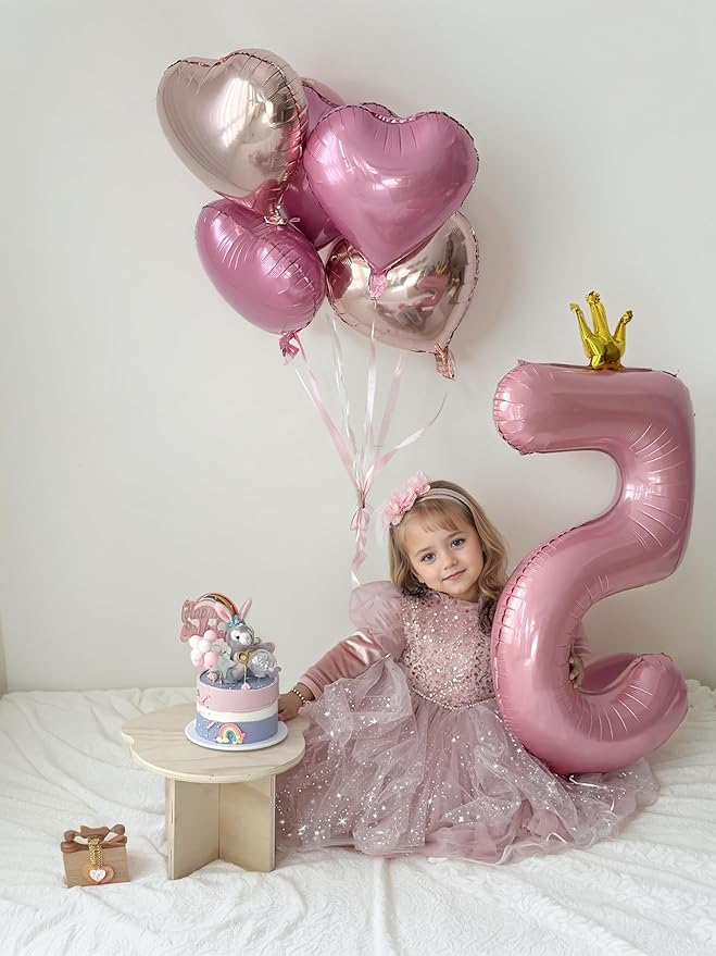 40 inch Pink Number 9 Balloon with Crown, Pink Crown Balloons 0-9 for 9th Birthday Party Anniversary Decorations Supplies