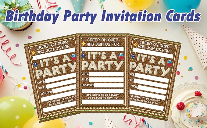 CLIRBE Games Birthday Party Invitations, Funny Birthday Invitations For Brother Bro Teen Boys Girls, 20 Invites Cards With 20 Envelopes, Party Supplies Favors -H09
