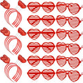 24 Pcs Valentines Heart Head Boppers Headbands and Heart Shape Sunglasses Party Supplies