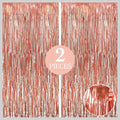 KatchOn, Rose Gold Fringe Curtain - Pack of 2 | Rosegold Backdrop for Anniversary, Wedding, Bachelorette Party Decorations| Fringe Backdrop for Rose Gold Birthday Decorations