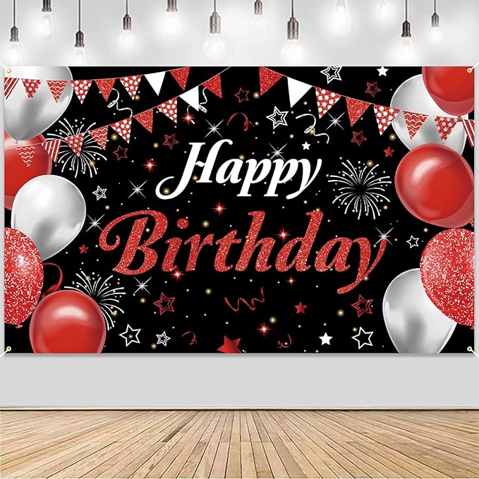Happy Birthday Banner - Decorations for Men Women Party Welcome Background Sign, Indoor Outdoor