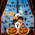 Leesoot Halloween Decorations Set 17pcs Pumpkin Ghost Balloons + Banner + Wall Stickers Bat Spider Witch Werewolf Skull for Halloween Party Home decoration Halloween Backdrop