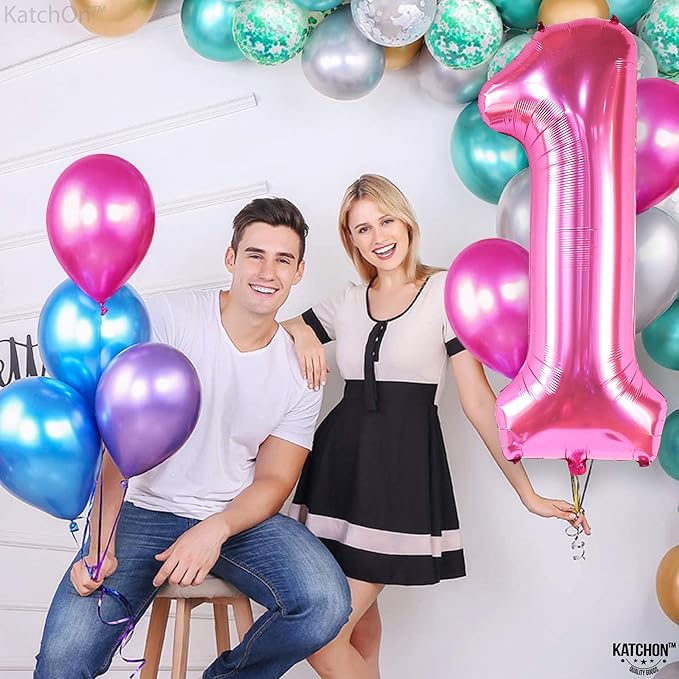 KatchOn, Hot Pink 1 Balloon Number for First Birthday - 40 Inch | Number One Balloons for 1st Birthday | 1 Balloons for 1st Decorations | Hot Pink One Balloon For Happy Anniversary Decorations