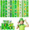 48pcs St. Patrick's Day Slap Bracelets, Lucky Shamrock Kids Snap Wristbands Toys for Irish St. Patty Party Supply
