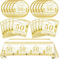 Gold Party Decorations 50th Party Tableware Set 1976 50th Theme Birthday Party Table Decoration Supplies Cheers to 50 Years Paper Plate Napkin Tablecloth for Men Women Fifty Years Old Anniversary