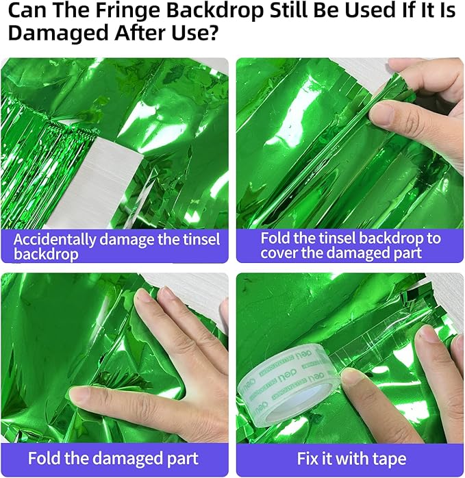 St Patricks Day Decorations Green Tinsel Backdrop 3.3x8.2ft, 2 Pack Foil Fringe Curtain Football Party Door Streamers, Green Fringe Backdrop for Superbowl Easter Christmas Jungle Birthday Irish Decor