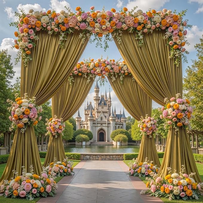 16x10FT Light Brown Backdrop Curtains for Wedding Parties, Wrinkle Free Polyester Photography Backdrop Drapes for Baby Shower Birthday Parties Stage Background Stand Decorations 4x10ft,4 Panels