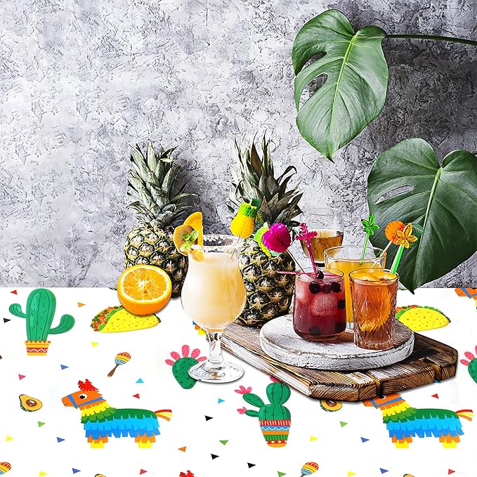 2pcs Cactus Llama Taco Table Cloth for Mexican Final Fiesta Party Decoration Bachelorette Party, Disposable Rectangle Cinco De Mayo Party Tablecovers, Summer Beach Mexican Party Party Supplies